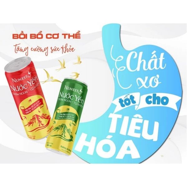 Nước Yến Lon NUNEST Đường Ăn Kiêng Bồi Bổ Sức Khoẻ Tốt Cho Tiêu Hoá Dành Cho Người Kiêng Đường 190ml