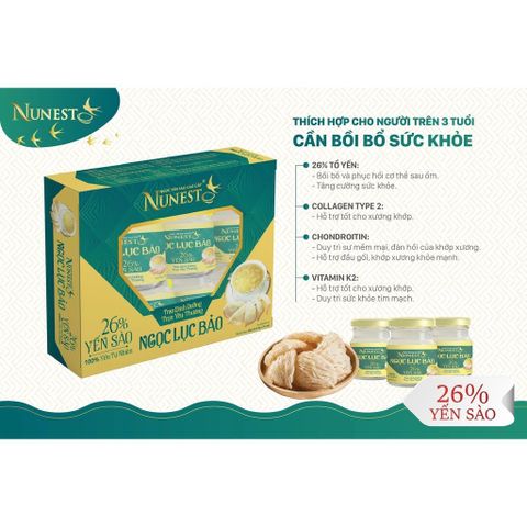 Hũ Nước Yến Sào NUNEST Ngọc Lục Bảo 26% Tổ Yến Hỗ Trợ Chức Năng Xương Khớp Tăng Cường Sức Khoẻ 70ml/hũ