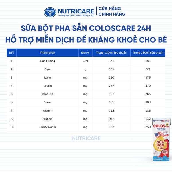 Thùng 48 Hộp Sữa Bột Pha Sẵn COLOSCARE 24h Nutricare Tăng Cân Cao Lớn Đề Kháng Khoẻ Tiêu Hoá Tốt Bé Trên 6 Tháng Tuổi