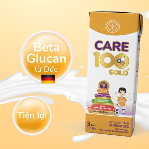 Sữa Bột Pha Sẵn CARE 100 GOLD Nutricare Bé Biếng Ăn Suy Dinh Dưỡng Nhẹ Cân Thấp Còi Từ 1-10 Tuổi (thùng 48 hộp x 180ml)