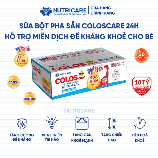 Thùng 48 Hộp Sữa Bột Pha Sẵn COLOSCARE 24h Nutricare Tăng Cân Cao Lớn Đề Kháng Khoẻ Tiêu Hoá Tốt Bé Trên 6 Tháng Tuổi