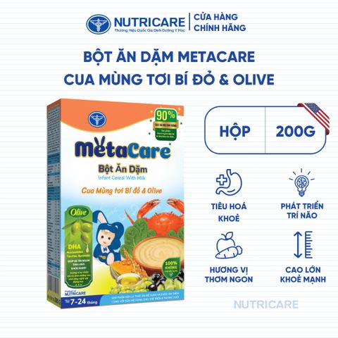Bột Ăn Dặm Nutricare Metacare Cua Mùng Tơi Bí Đỏ & Olive 200g