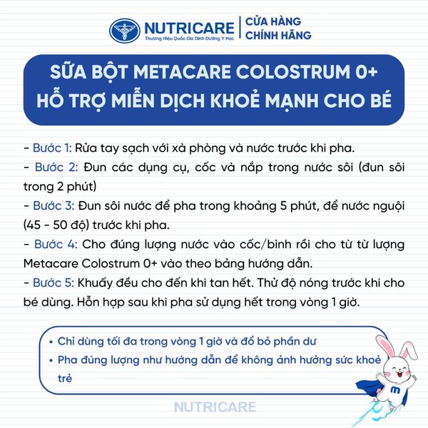 Sữa Bột METACARE COLOSTRUM 0+ Nutricare Tăng Cường Hệ Miễn Dịch Sức Đề Kháng Bé Từ 0-12 Tháng Tuổi Với Sữa Non IgG 1450+
