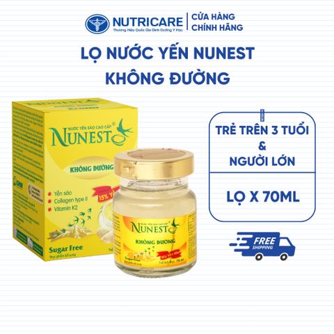 Lọ Nước Yến Sào NUNEST KHÔNG ĐƯỜNG 15% Tổ Yến Ổn Định Đường Huyết Cho Người Tiểu Đường Ăn Kiêng Suy Nhược 70ML/HŨ