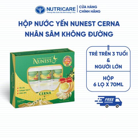 Nước Yến Sào NUNEST CERNA Nhân Sâm Cao Cấp Không Đường 15% Tổ Yến Dành Cho Người Tiểu Đường Ăn Kiêng Kém Ăn 70ML/HŨ