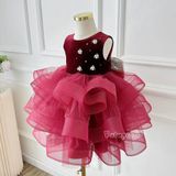  P24_309. Đầm Dạ Hội Bồng Bềnh Đỏ 