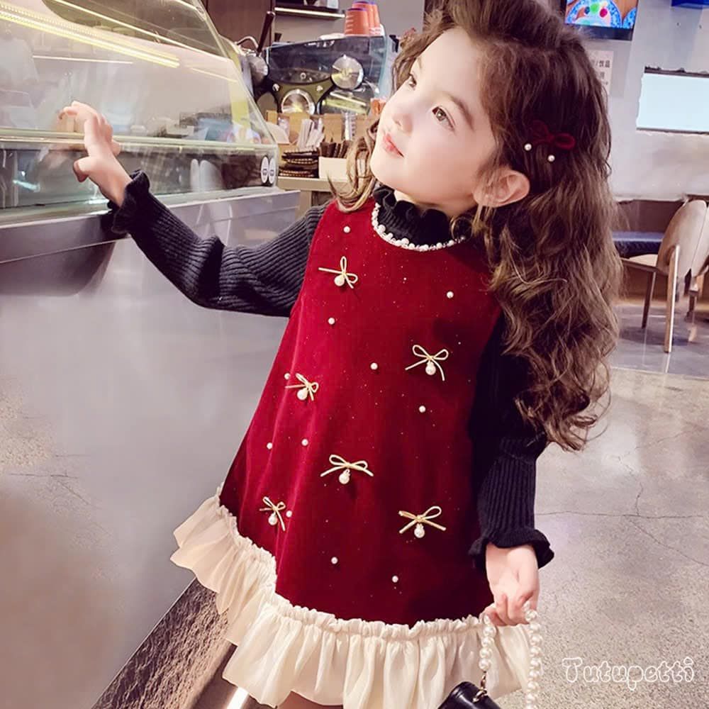  P24_344. Đầm Tiểu Thư Kimsa Nơ Đỏ 