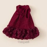  P24_349. Đầm Tiểu Thư Bèo Hoa Đỏ 