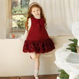  P24_349. Đầm Tiểu Thư Bèo Hoa Đỏ 