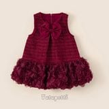  P24_349. Đầm Tiểu Thư Bèo Hoa Đỏ 