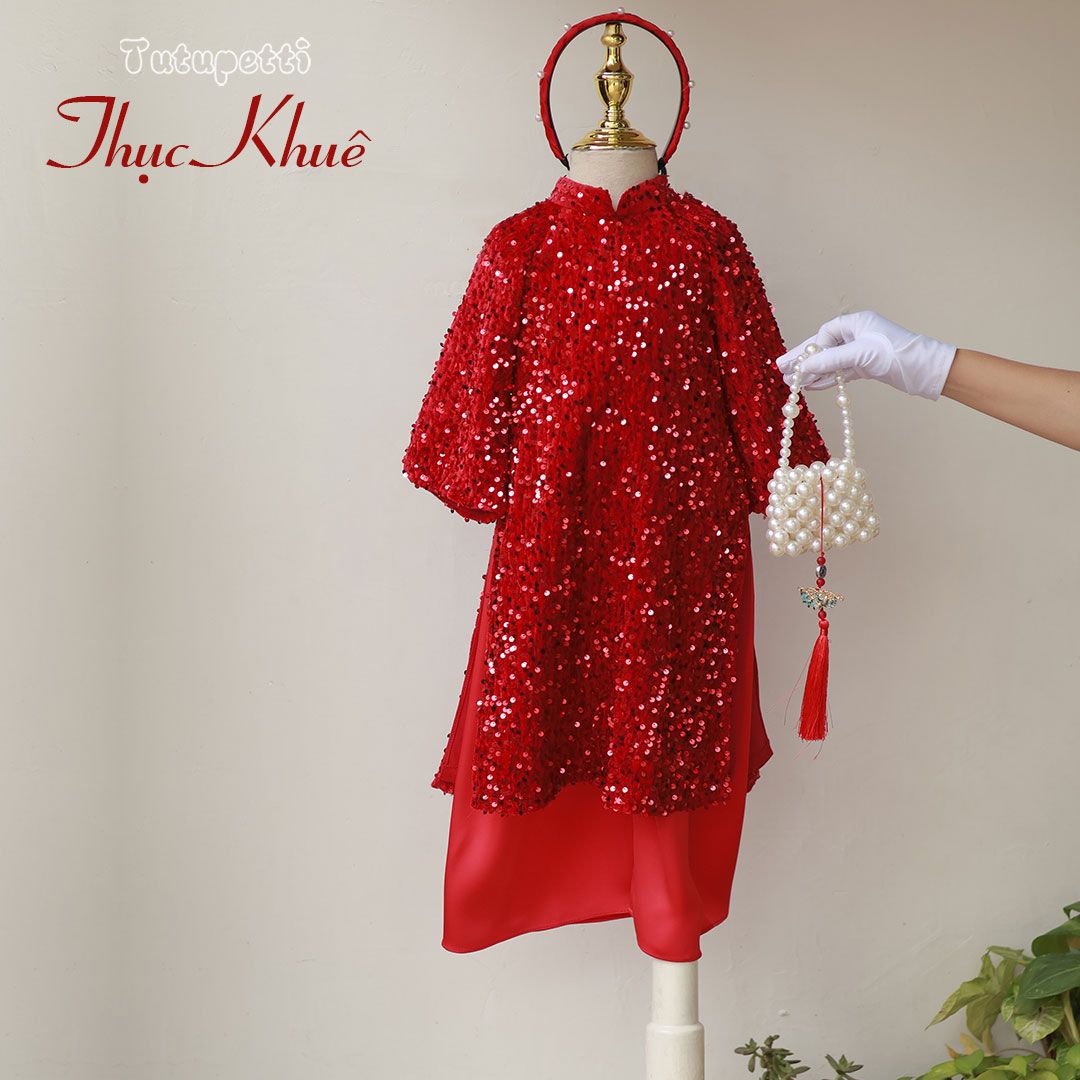  AD25_29. Áo Dài Nhung Kimsa Đỏ 