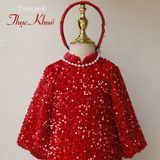  AD25_29. Áo Dài Nhung Kimsa Đỏ 