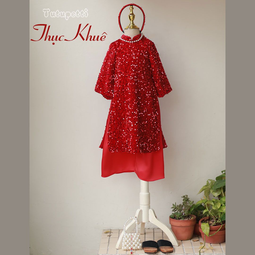  AD25_29. Áo Dài Nhung Kimsa Đỏ 