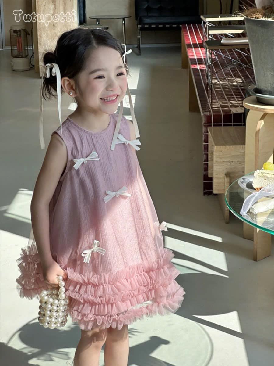  P25_32. Đầm Tiểu Thư Nơ Hồng 