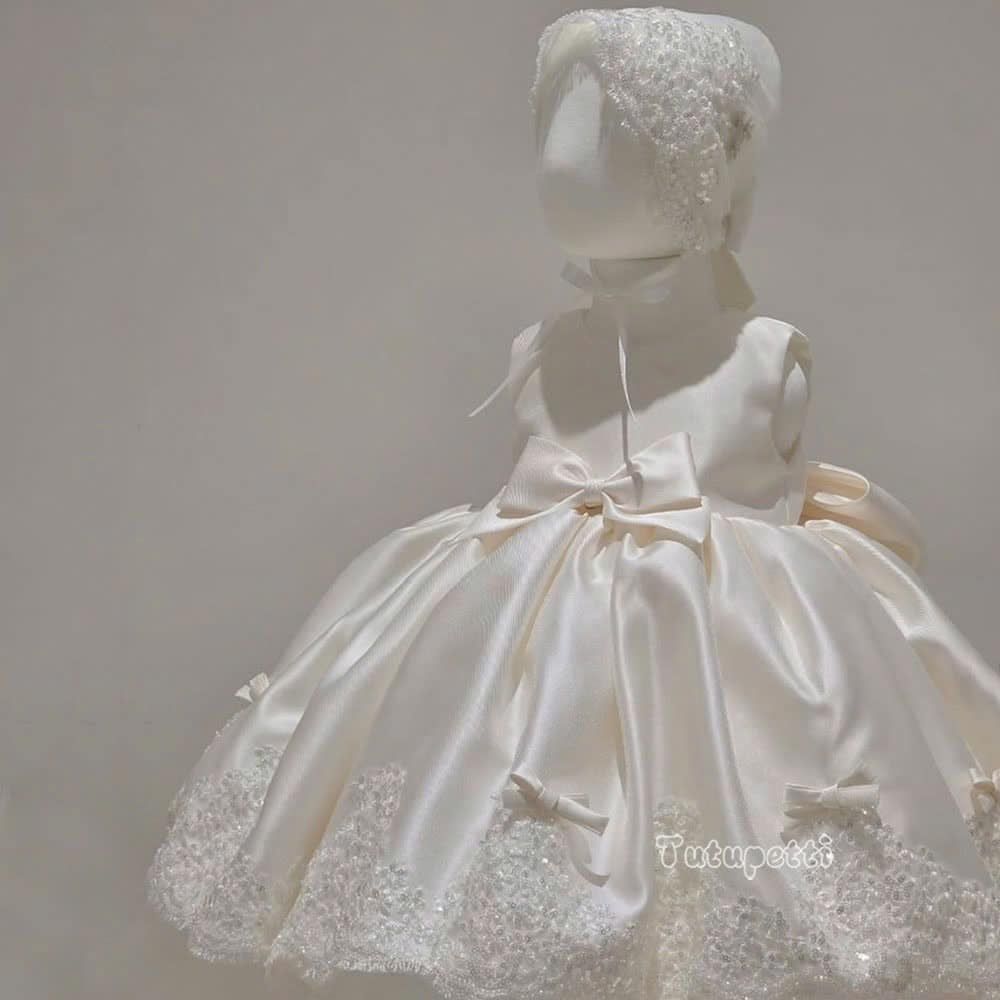  P25_72. Đầm Dự Tiệc Hàn Quốc Ren Nơ Trắng 