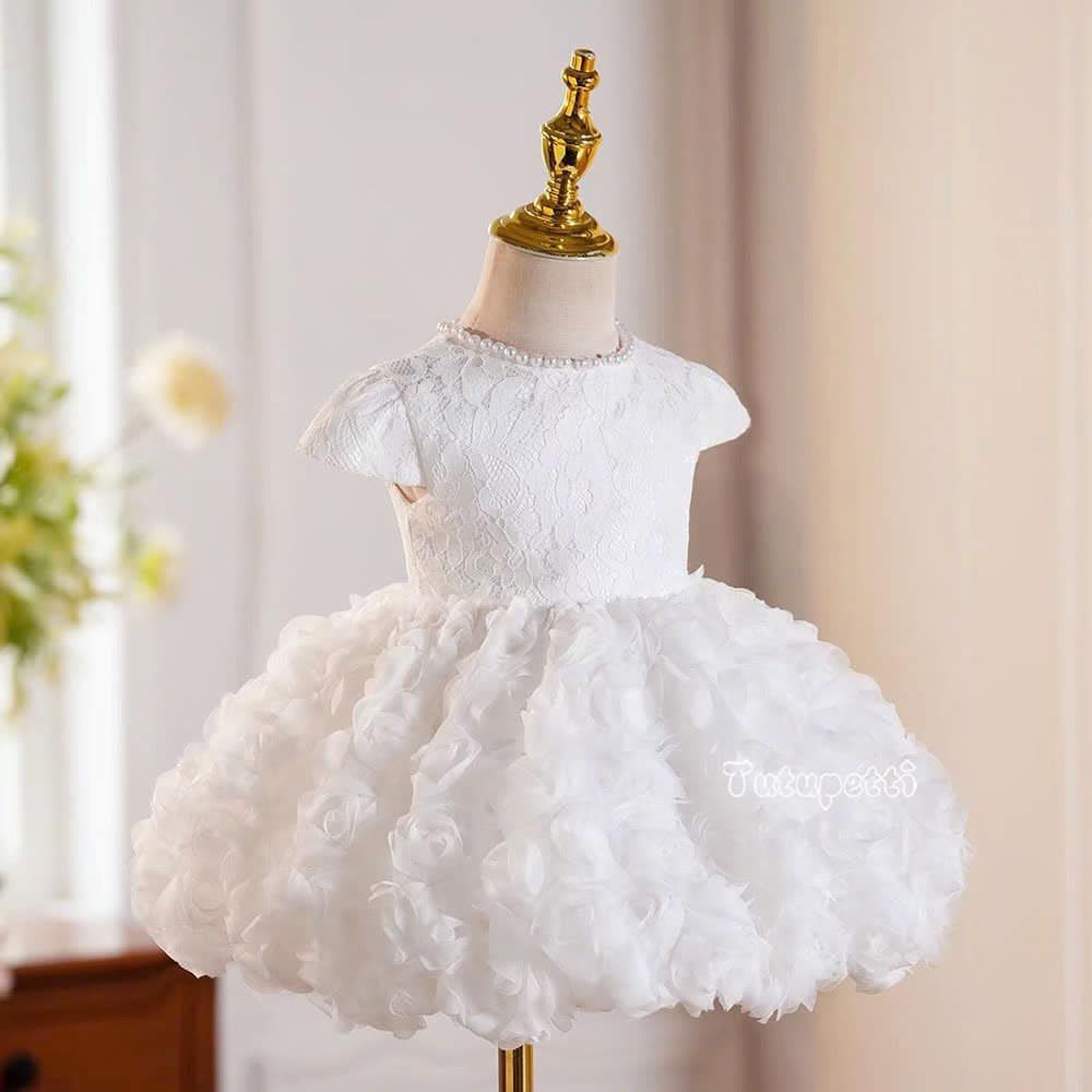  P25_92. Đầm Công Chúa Tầng Hoa Trắng 