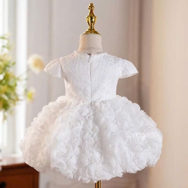  P25_92. Đầm Công Chúa Tầng Hoa Trắng 