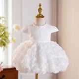  P25_92. Đầm Công Chúa Tầng Hoa Trắng 