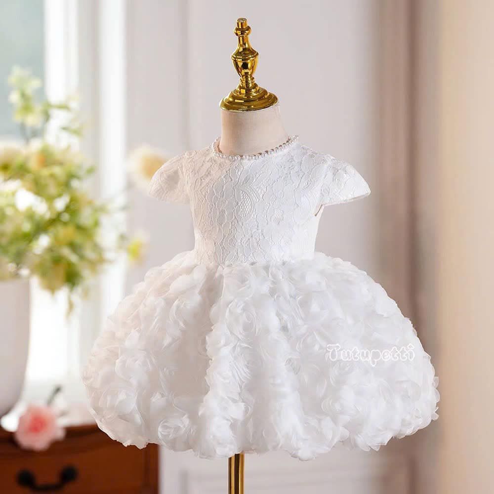  P25_92. Đầm Công Chúa Tầng Hoa Trắng 