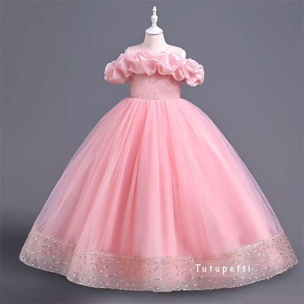  P24_135. Đầm Công Chúa Dáng Dài Hồng 