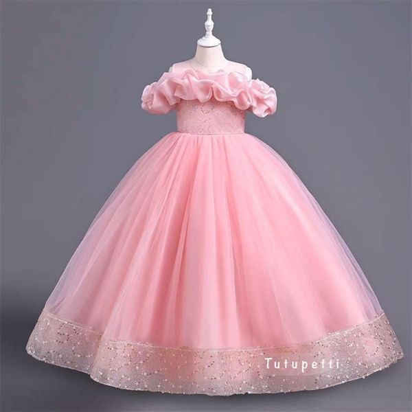  P24_135. Đầm Công Chúa Dáng Dài Hồng 