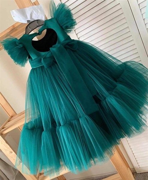  91952.Đầm Tiệc Baby Doll Xếp Tầng Xanh Ve Chai 