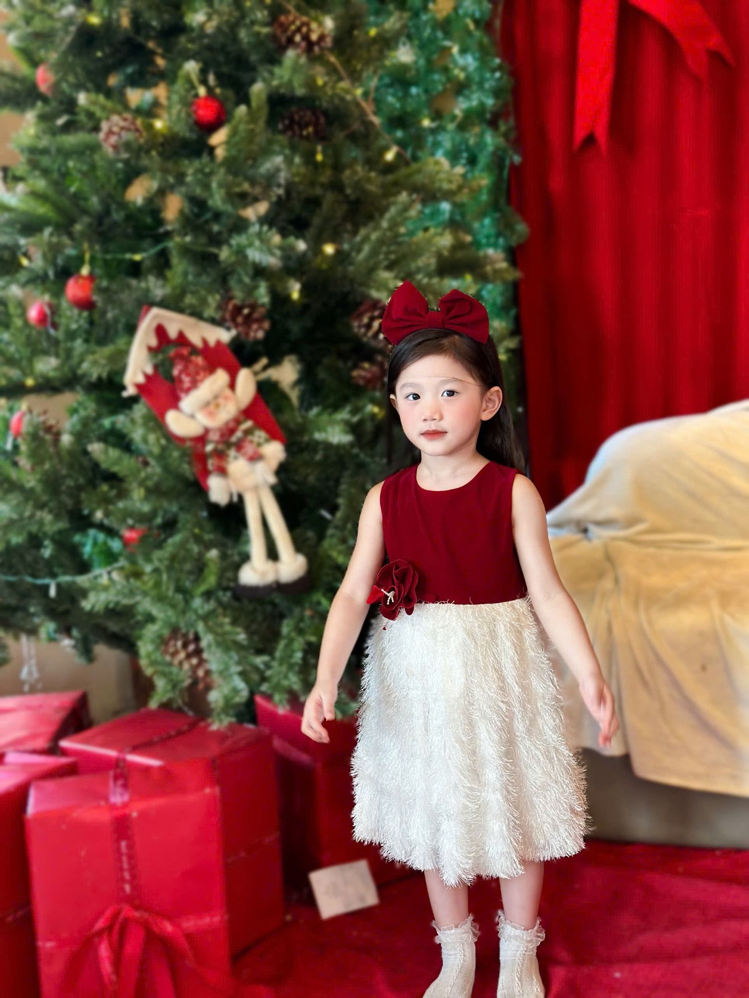  P24_316. Đầm Tiểu Thư Noel Đỏ 