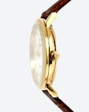 Đồng Hồ Nữ Analog Diamond Mặt Trắng Dây Da Nâu 30mm
