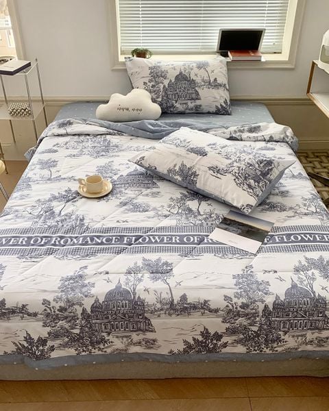 16F4CTO - Bộ Drap & Chăn Chần 100% Cotton 160X200 (4 Món)