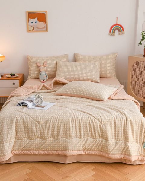 Bộ Chăn Ga Cotton Dùi Stripe 160X200 (4 Món) FTK38