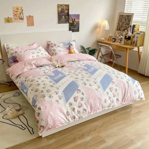 Bộ Drap & Vỏ Chăn Microtex 160X200Cm (5 Món) VSL145