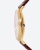 Đồng Hồ Nữ Mặt Tròn Viền Gold Dây Da Vân 33mm