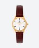 Đồng Hồ Nữ Mặt Tròn Viền Gold Dây Da Vân 33mm