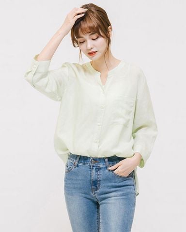 Áo Sơ Mi Nữ Tay Lững Cổ Xẻ V