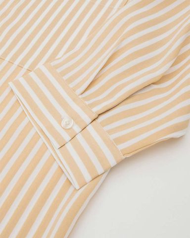 Áo Sơ Mi Nữ Tay Lửng Phối Sọc Dọc