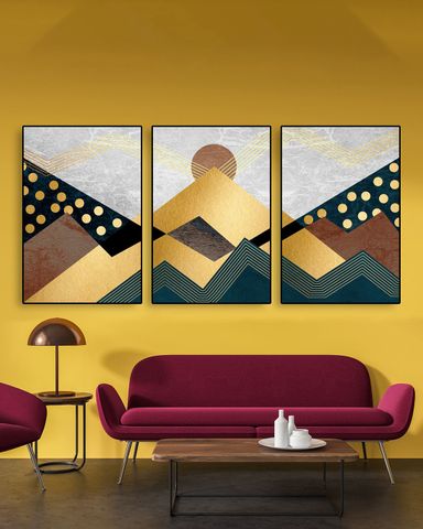 Bộ 3 Tranh Canvas Núi Cao Trùng Điệp Bên Ánh Trăng 40x60