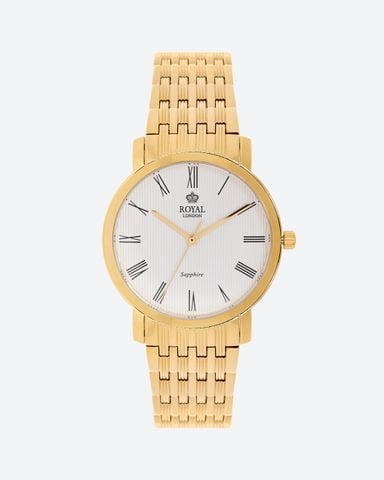 Đồng Hồ Nam Sapphire Mặt Stripe Gold 38mm