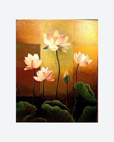 Tranh Sơn Dầu Vẽ Thủ Công Sen Tinh 86B69-017 (60*90Cm)