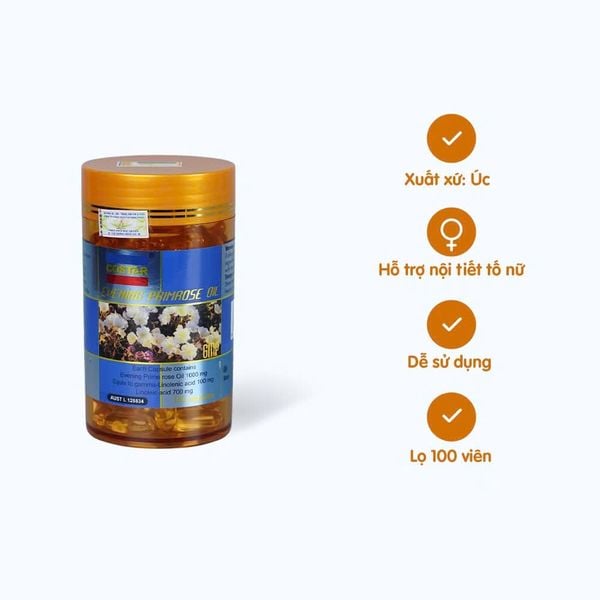 Tinh dầu hoa anh thảo Costar Evening Primrose Oil hỗ trợ nội tiết tố nữ (100 viên)