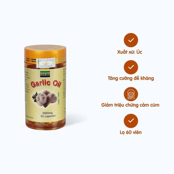 Viên uống Costar Garlic Oil tinh dầu tỏi hỗ trợ tăng cường đề kháng (60 viên)