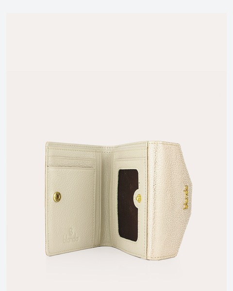 Ví Nữ Trifold Flip Da Trơn