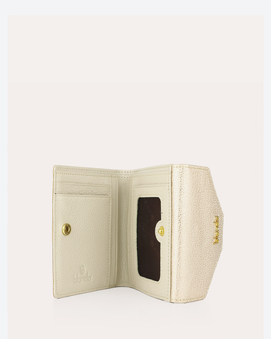 Ví Nữ Trifold Flip Da Trơn