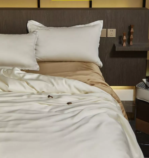 Bộ Drap & Chăn Cao Cấp Vàng Chanh Mix Hồng Phấn 160x200 (5 Món)