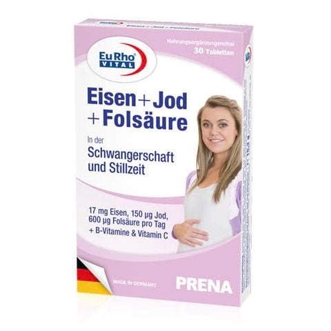 Viên uống Bổ sung sắt acid folic cho bà bầu, người lớn Eisen +Jod + Folsaure (30 viên - 60 viên)