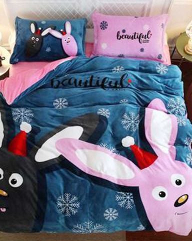 Bộ Ga Phủ Freesize & Vỏ Chăn Tuyết Nhung (4 Món) TN018