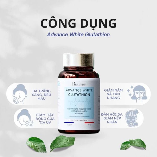 Viên Uống Đẹp Da Bremedie Glutathione Dưỡng Trắng Da, Giảm Mờ Thâm Nám, Bổ Sung Collagen (60 viên)
