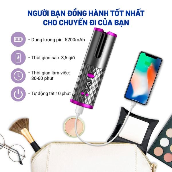 Máy uốn tóc không dây Hyundai - HC-120-GY