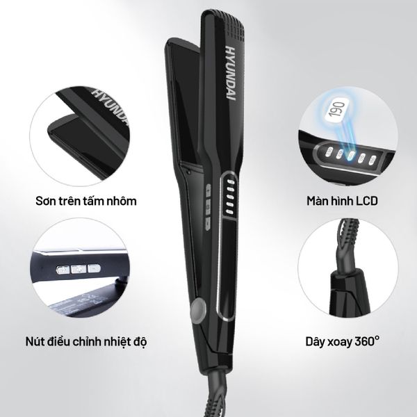 Máy duỗi tóc Hyundai Đen - HC-124-BK