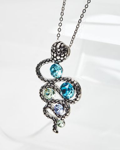 Dây Chuyền Crystal Dark Silver Snake