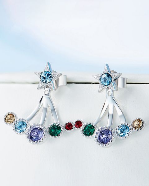 Bông Tai Pha Lê Swarovki Đa Sắc - E242